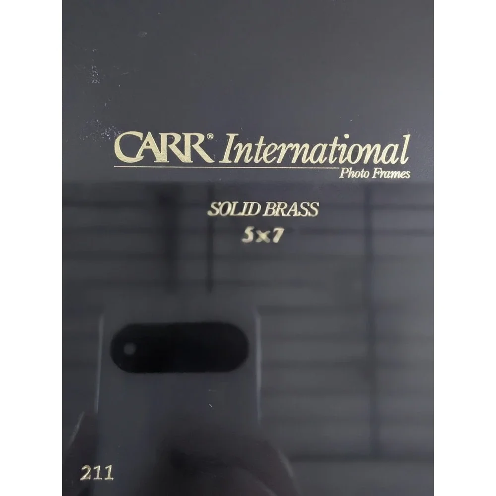 Carr International Solid Brass 5x7 Picture Frame Gold Ribbed Art Deco Vintage